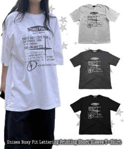 UNISEX/남녀공용 [3COLOR] 유니섹스 박시핏 플래쉬 레터링 프린팅 반팔 티셔츠