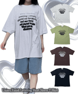 UNISEX/남녀공용 [4COLOR] 유니섹스 오버핏 피니시 레터링 프린팅 반팔 티셔츠